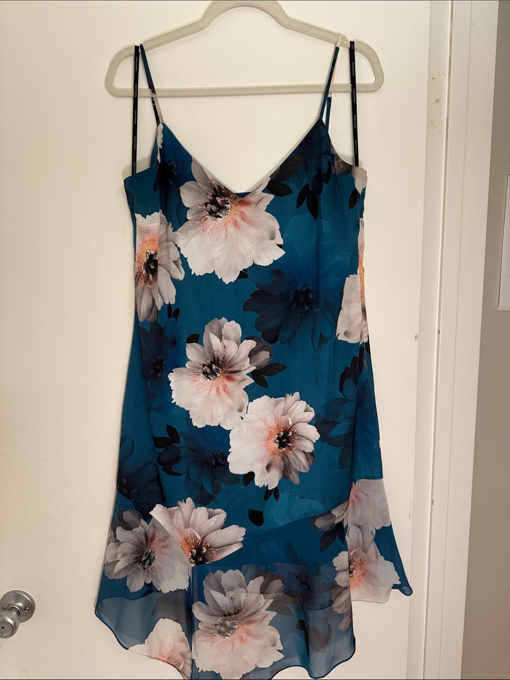 Marciano Teal and Black Floral Silk Top size L
